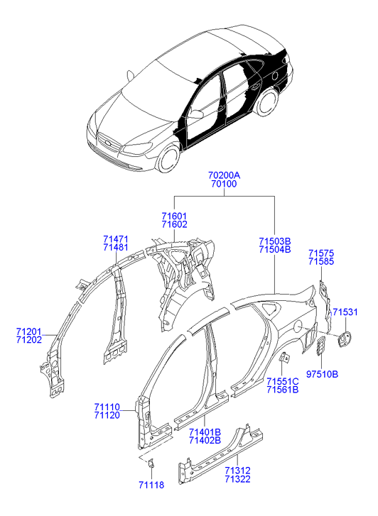 Крыло заднее левое Hyundai Elantra 4 (2006-2010)