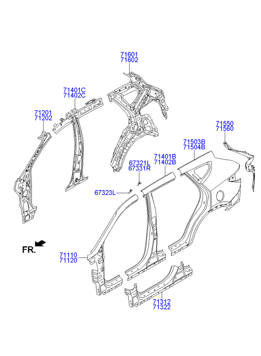 Крыло заднее левое Hyundai Santa Fe 3 (2012-н.в.)