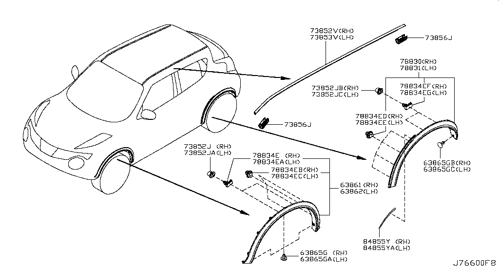 Молдинг крыши правый Nissan Juke F15 (2010-2017)