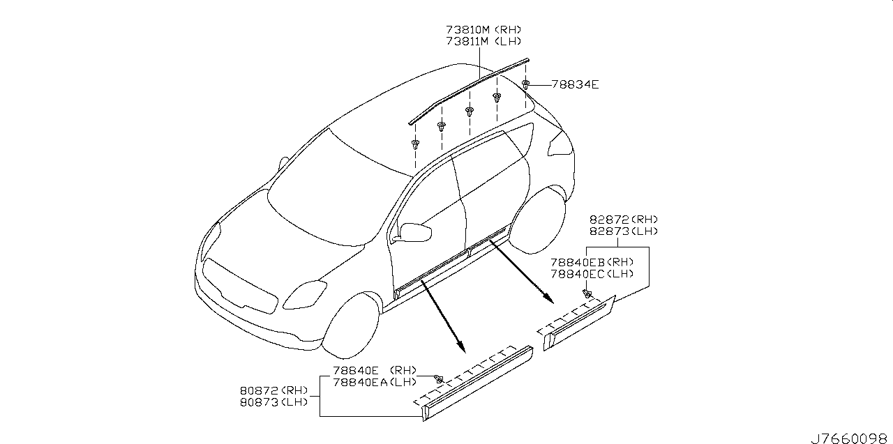 Молдинг крыши правый Nissan Qashqai J10 (2007-2010)