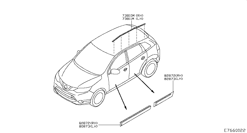 Молдинг крыши левый Nissan Qashqai J11 (2013-2017)