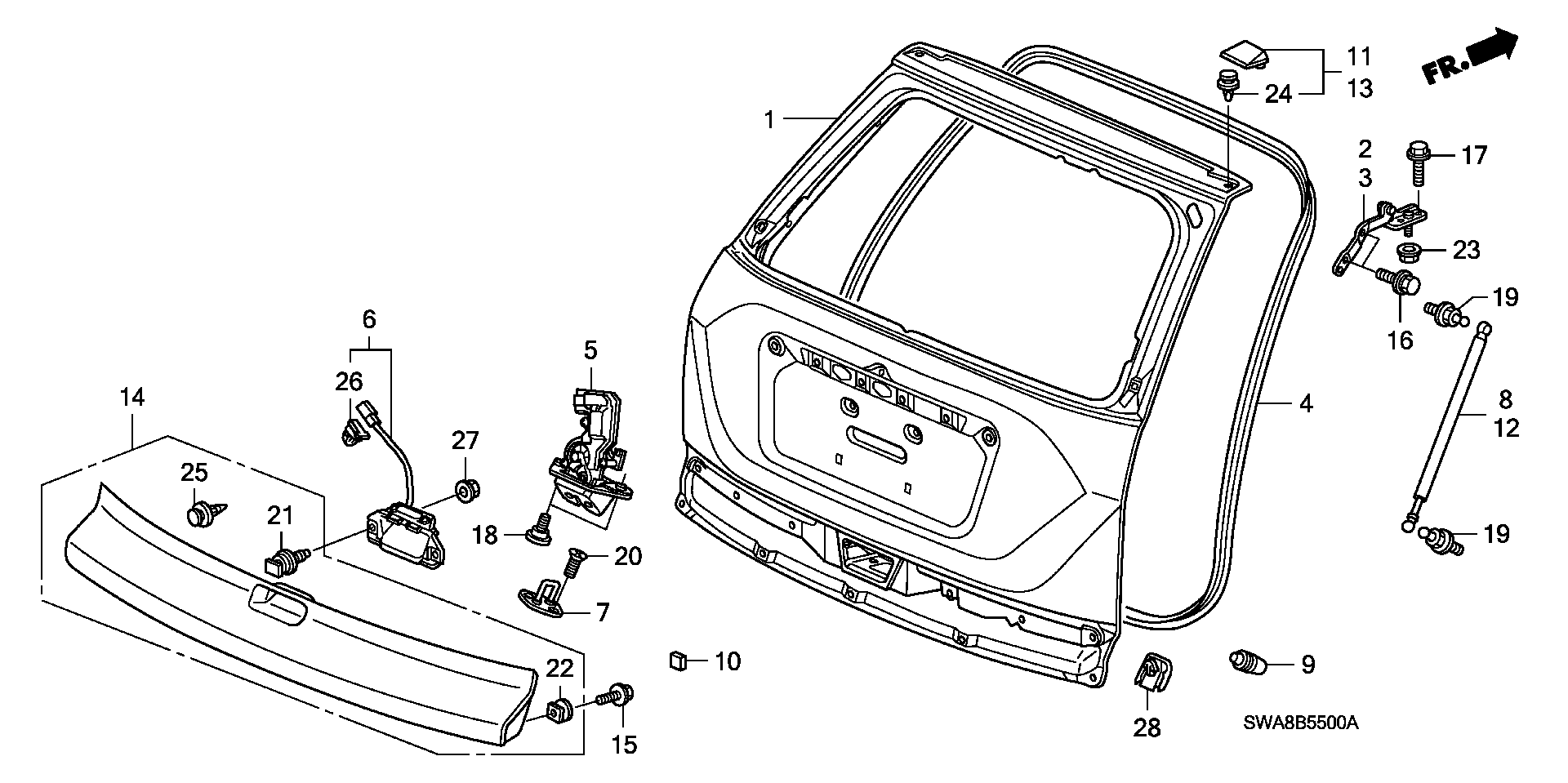 Амортизатор крышки багажника правый Honda CR-V 3 (2007-2012)
