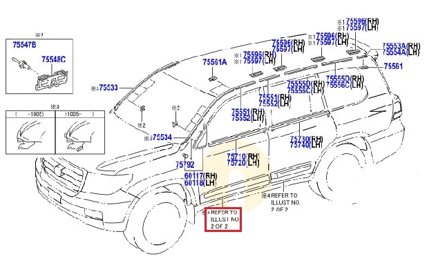 Накладка (молдинг) передней двери правая Toyota L Cruiser 200 (2007-2015)