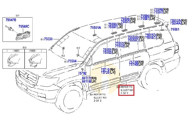 Накладка (молдинг) задней двери правая Toyota L Cruiser 200 (2007-2015)