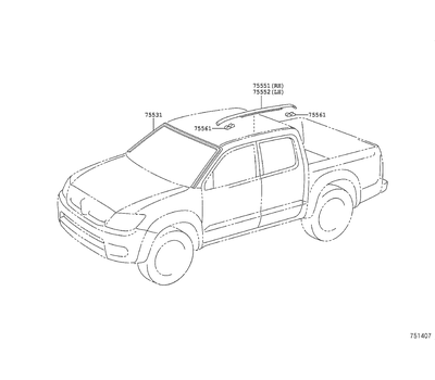 Молдинг крыши правый Toyota Hilux 7 (2005-2016)