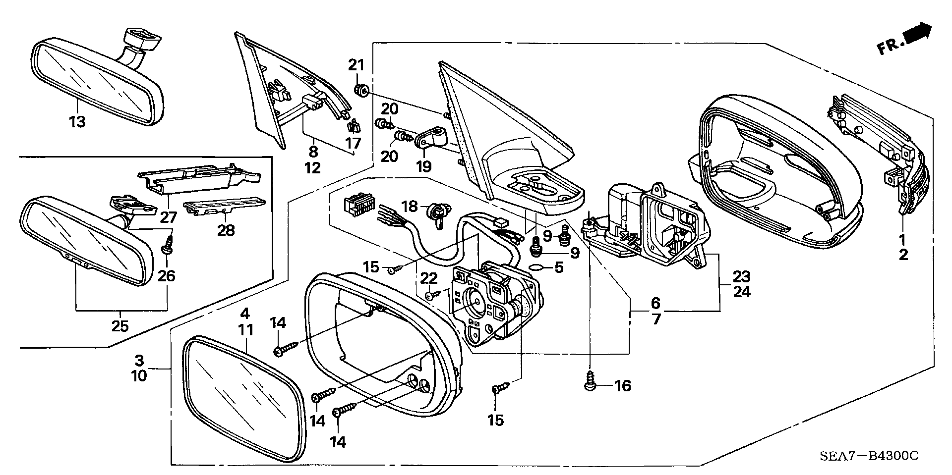 Элемент зеркала правый Honda Accord 7 (2002-2007)