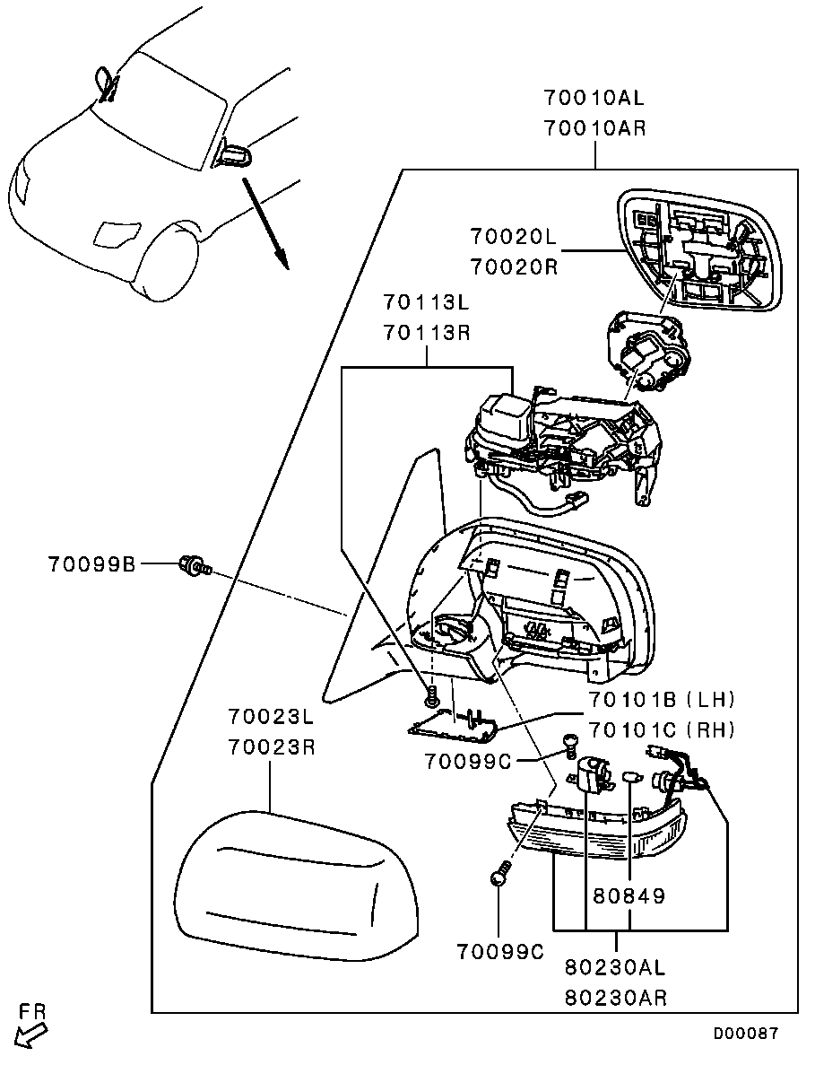 Зеркало левое Mitsubishi Pajero 4 (2006-н.в.)