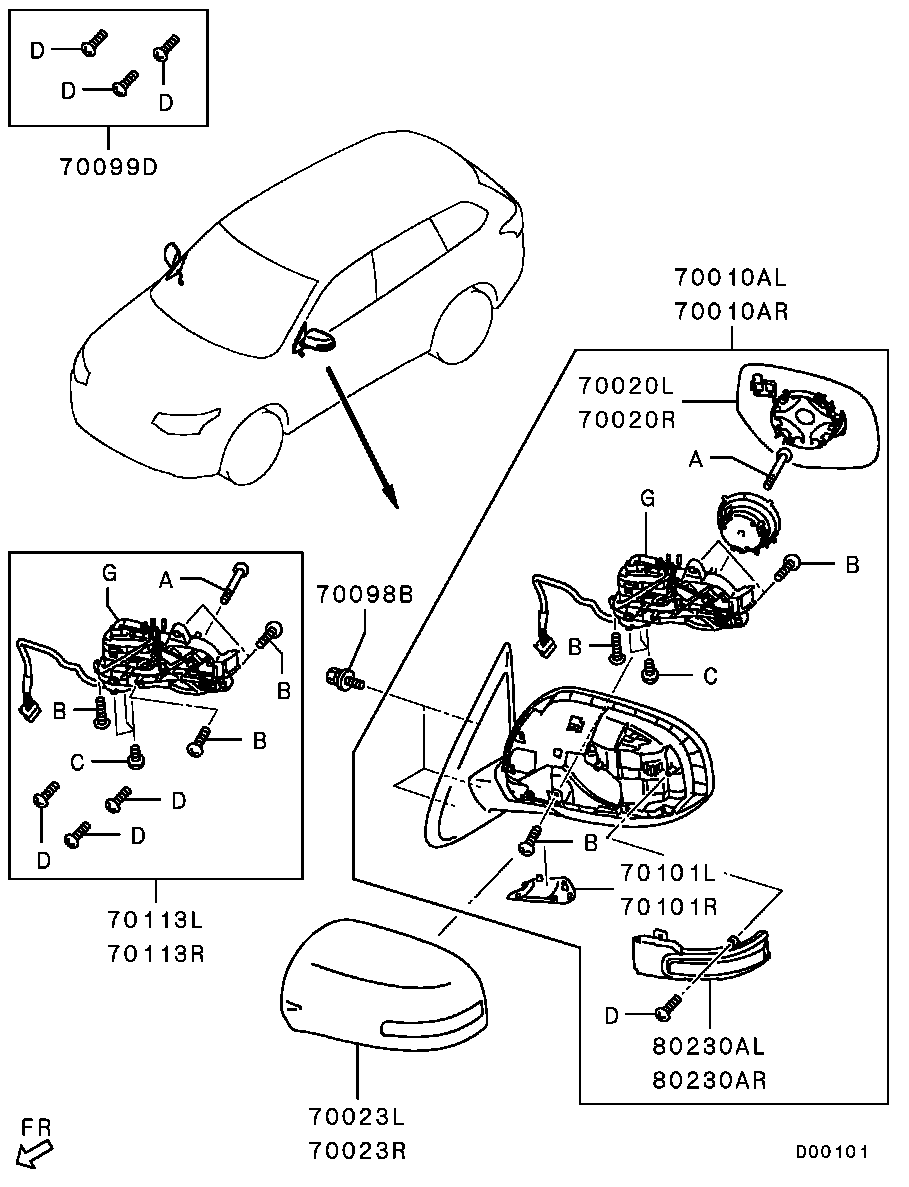 Номера деталей митсубиси. Зеркало Митсубиси Аутлендер 3 левое. Схема бокового зеркала Mitsubishi Outlander 2008 год. Каталог запчастей Митсубиси Аутлендер 3.