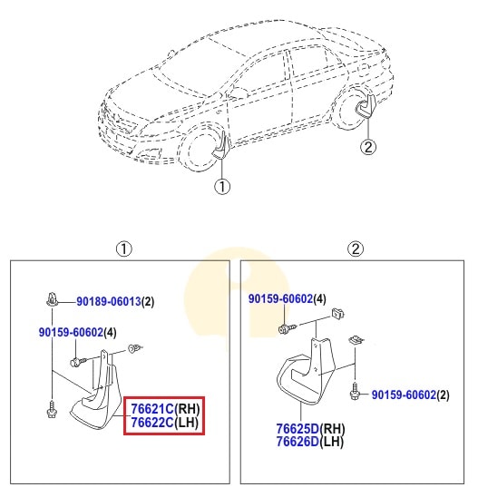 Брызговик передний правый Toyota Corolla e150 (2006-2012)