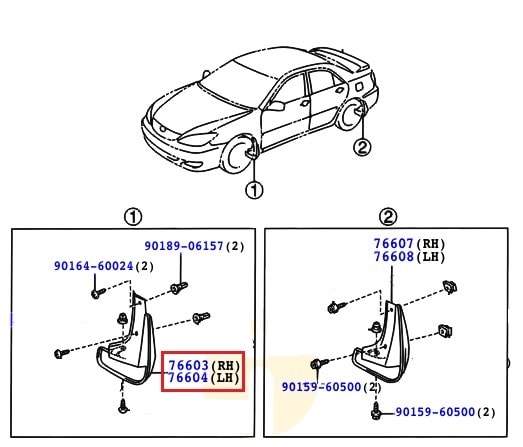 Брызговик передний правый Toyota Camry v30 (2001-2006)