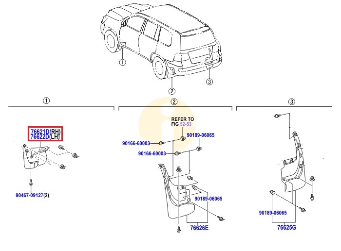 Брызговик передний правый Toyota L Cruiser 200 (2007-2015)