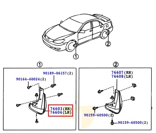 Брызговик передний левый Toyota Camry v30 (2001-2006)