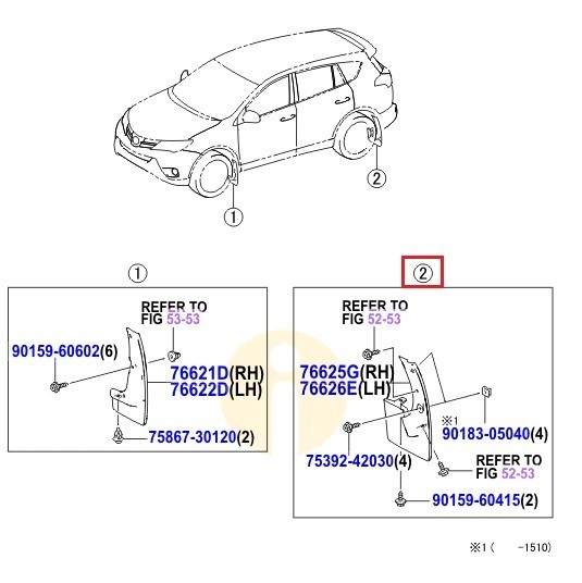 Брызговик задний правый Toyota Rav 4 IV (2013-н.в.)