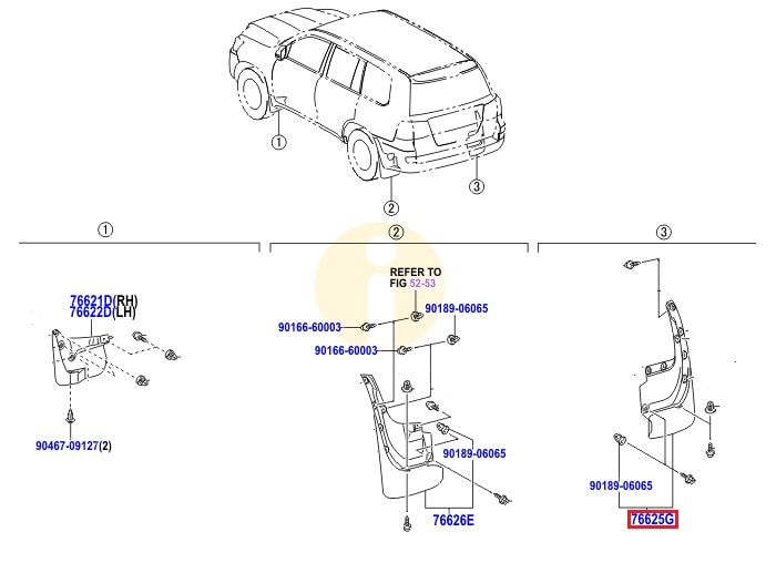 Брызговик задний правый Toyota L Cruiser 200 (2007-2015)