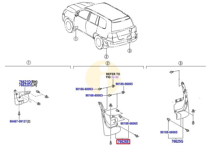 Брызговик задний левый Toyota L Cruiser 200 (2007-2015)