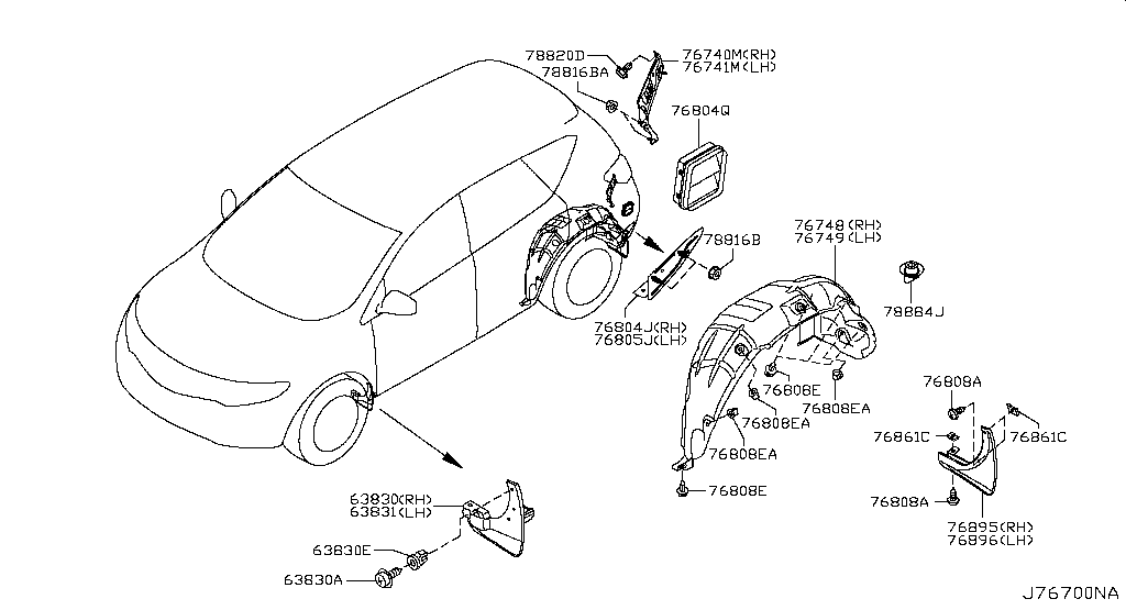 Подкрылок задний правый Nissan Murano Z51 (2008-2015)