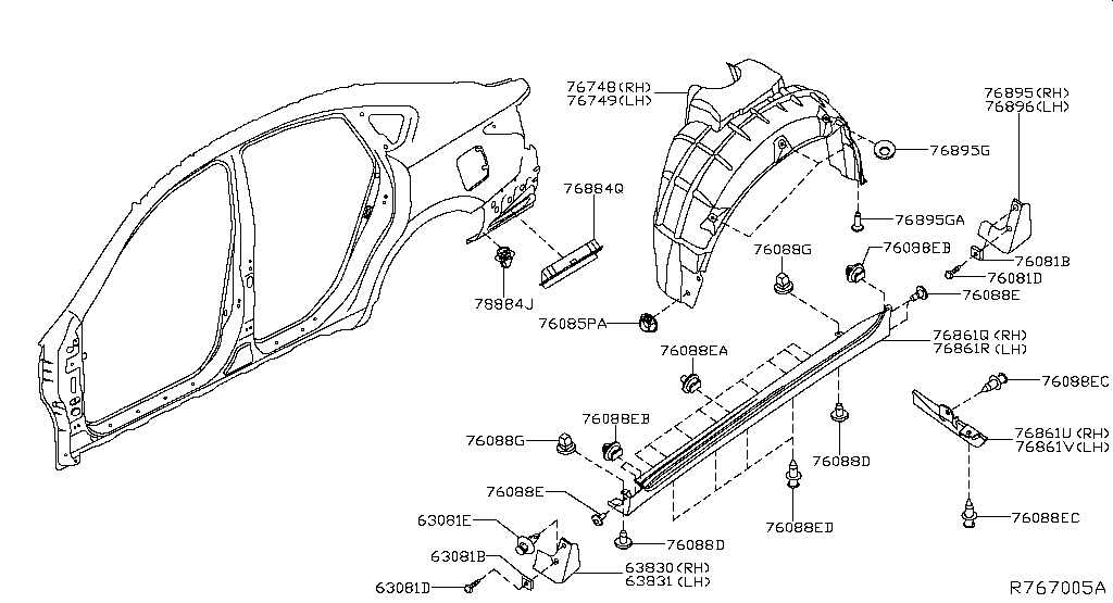 Подкрылок задний правый Nissan Teana L33 (2014-н.в.)