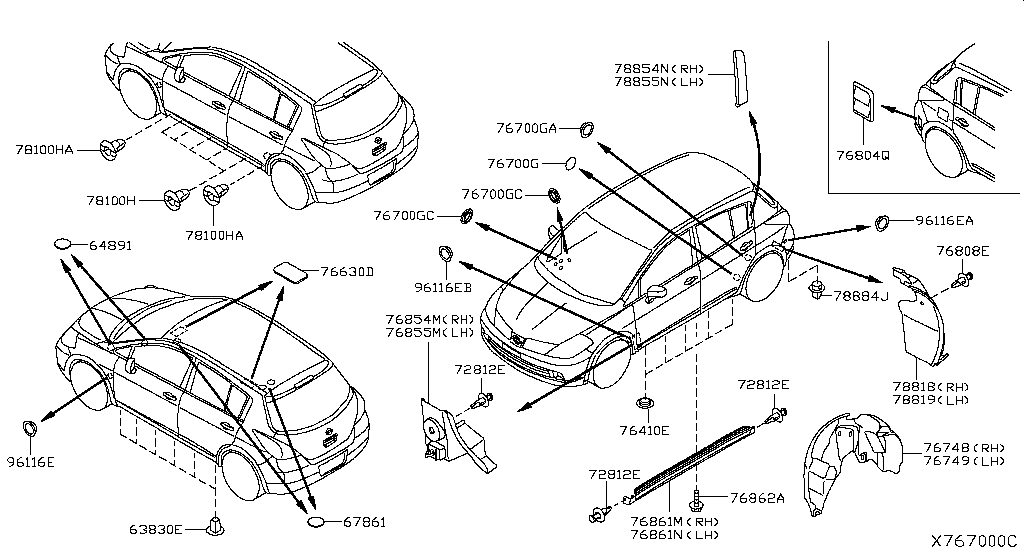 Подкрылок задний правый Nissan Tiida C11 (2004-2014)