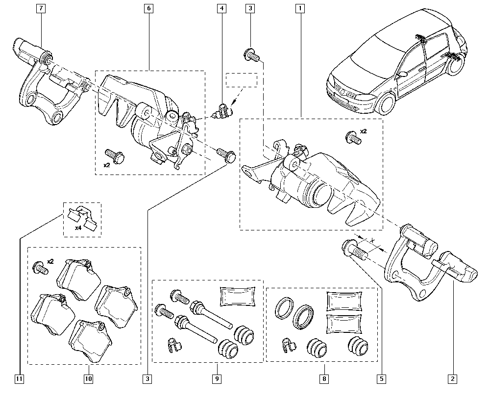 Направляющие заднего суппорта комплект Renault Megane 2 (2003-2009)