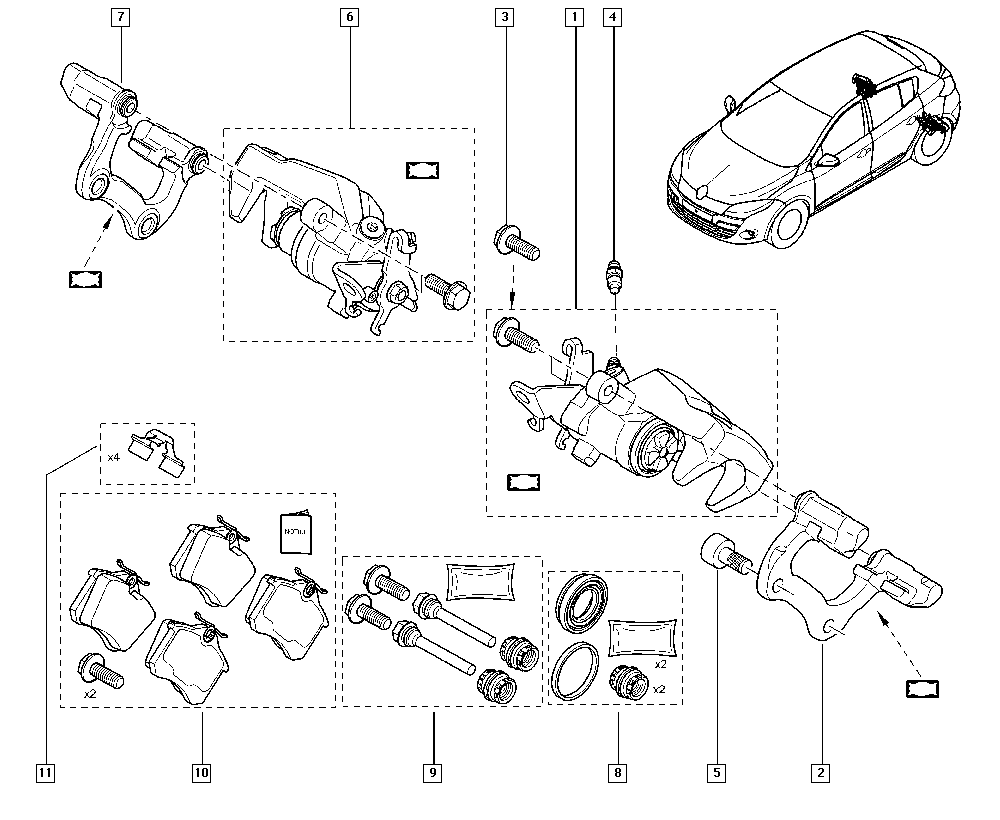 Направляющие заднего суппорта комплект Renault Megane 3 (2009-2014)