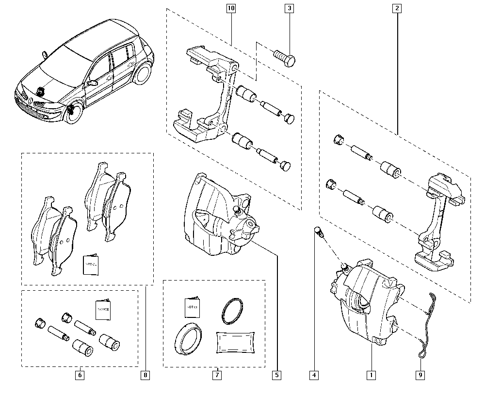 Направляющие переднего суппорта комплект Renault Megane 2 (2003-2009)