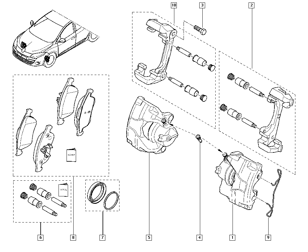 Направляющие переднего суппорта комплект Renault Megane 3 (2009-2014)