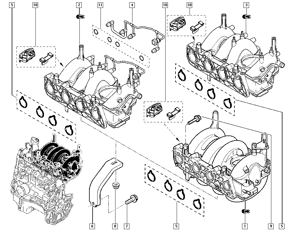 Прокладка впускного коллектора Renault Sandero 2 (2014-н.в.)