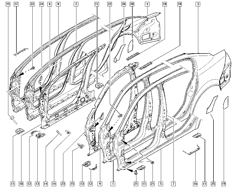 Рено дастер кузов схема