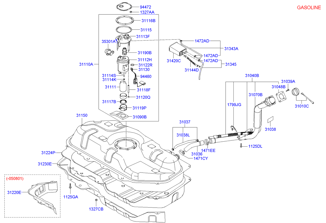 Насос топливный в сборе Hyundai Getz (2002-2011)