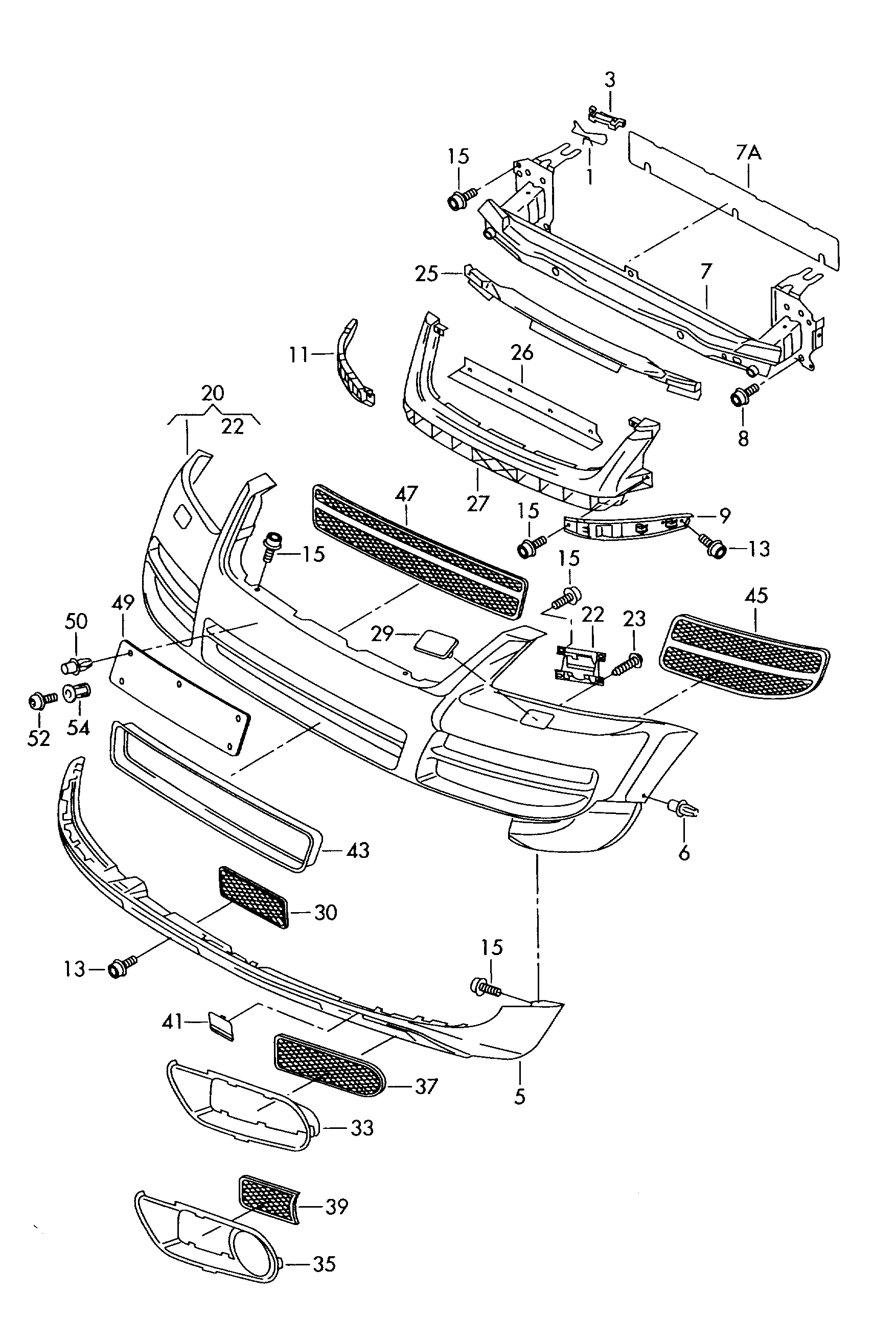 Юбка бампера переднего Volkswagen Touareg 1 (2002-2010)