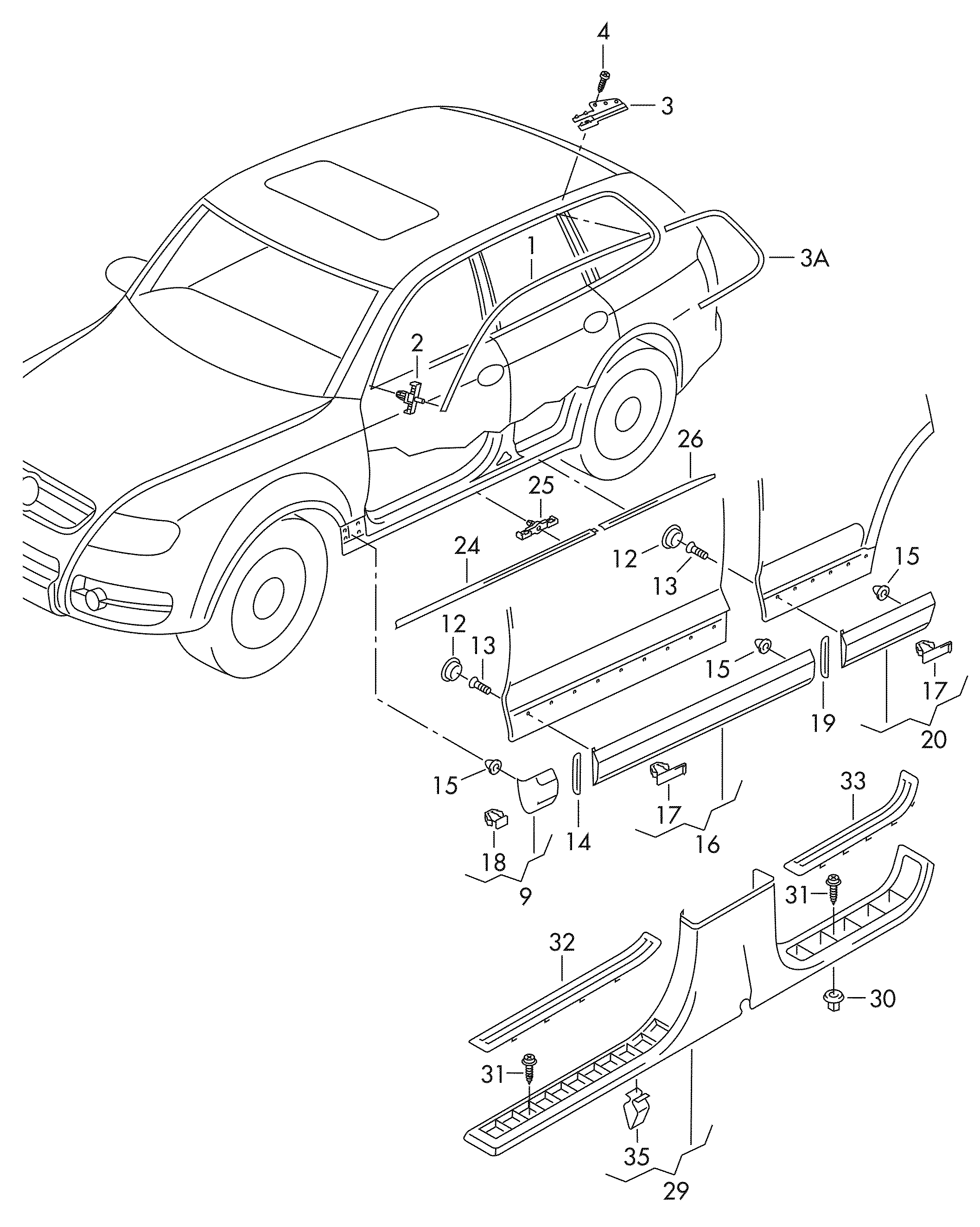 Молдинг двери передней левой Volkswagen Touareg 1 (2002-2010)