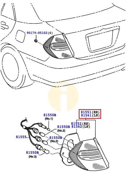 Фонарь правый Toyota Camry v30 (2001-2006)