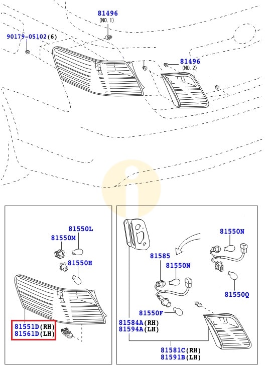 Фонарь правый наружный Toyota Camry v40 (2006-2011)