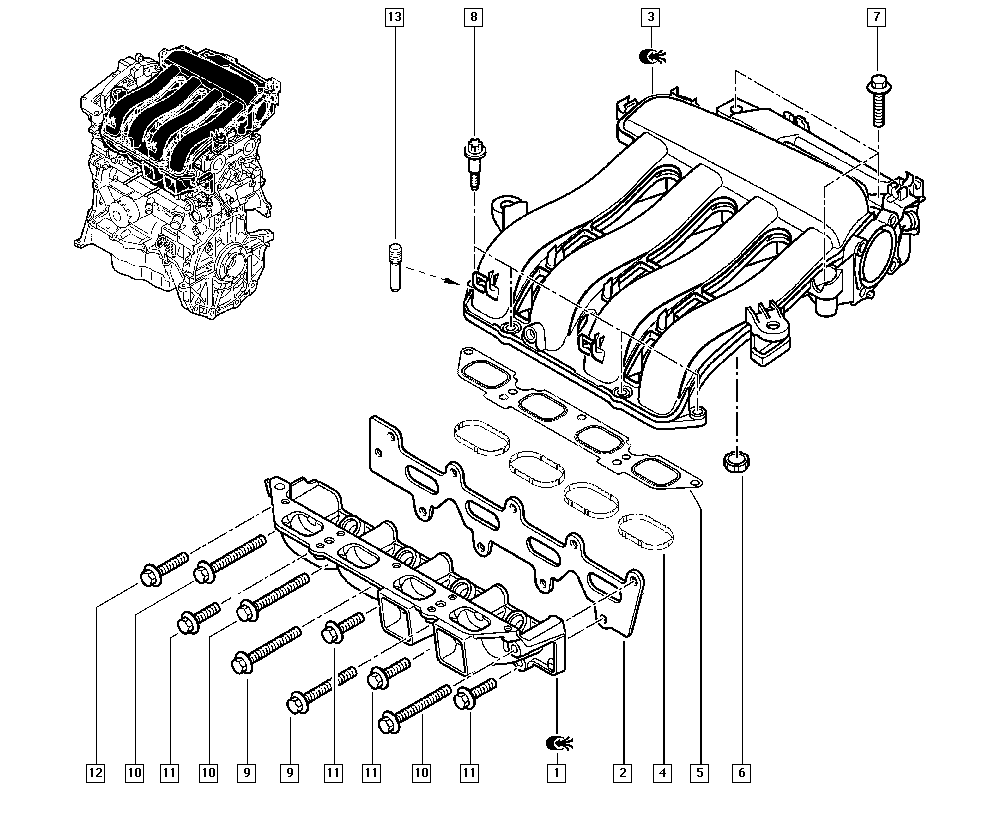 Прокладка впускного коллектора Renault Megane 3 (2009-2014)