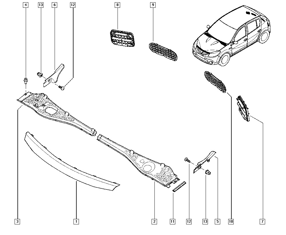 Накладка решетки радиатора Renault Sandero 1 (2009-2014)