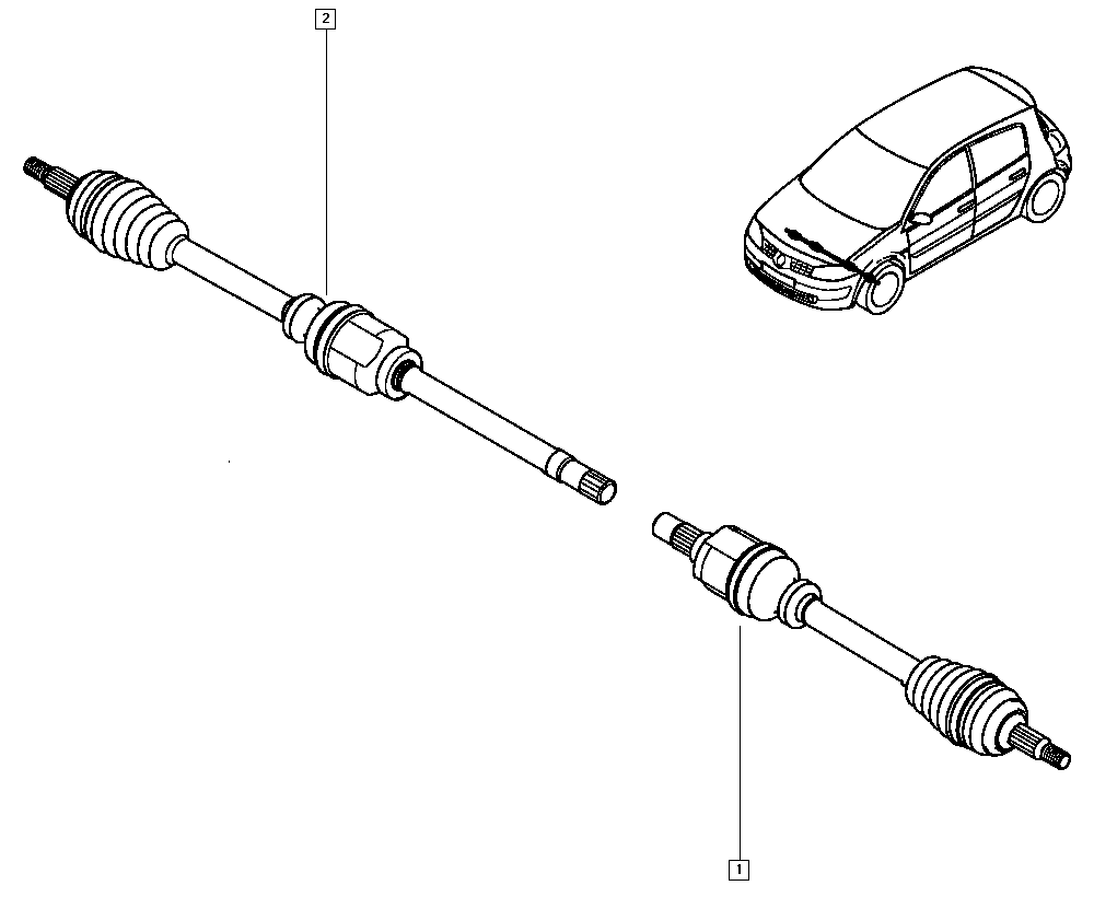 Привод передний в сборе правый Renault Megane 2 (2003-2009)