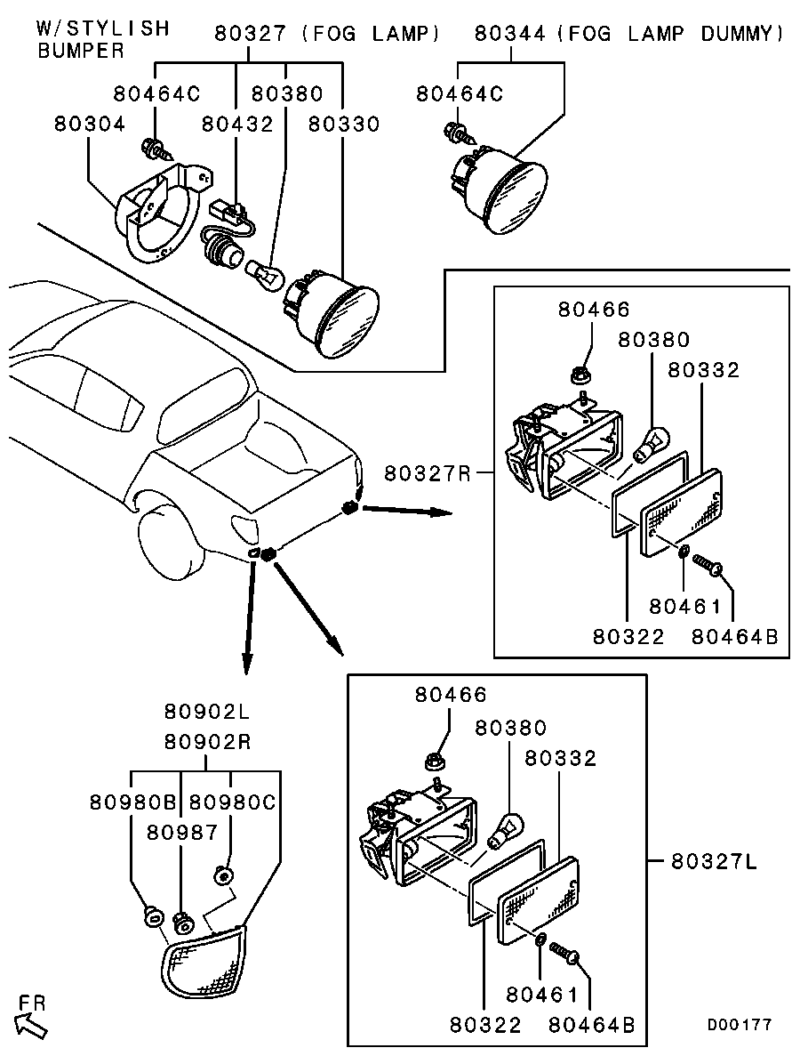 Фонарь противотуманный задний Mitsubishi L200 4 (2006-2016)