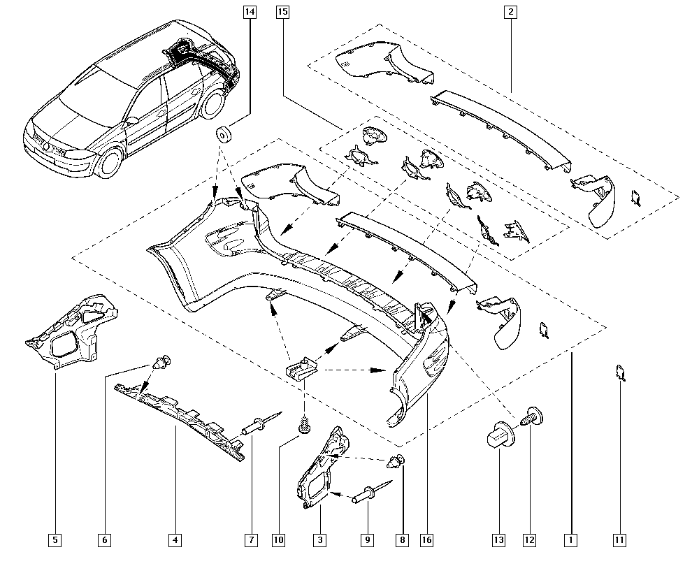 Схема переднего бампера рено флюенс