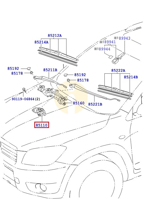 Мотор (насос) стеклоочистителя переднего Toyota Rav 4 III (2005-2013)