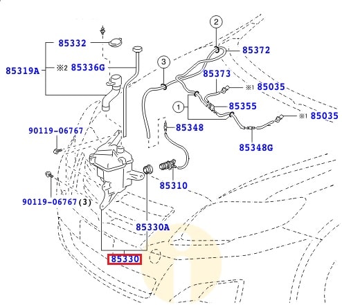 Бачок омывателя Toyota Corolla e150 (2006-2012)