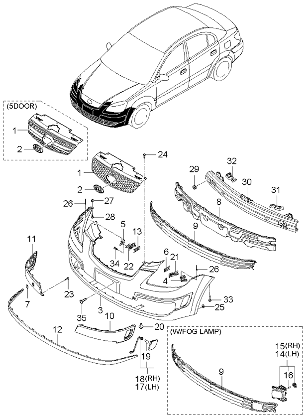 Бампер передний KIA Rio 2 (2005-2011)