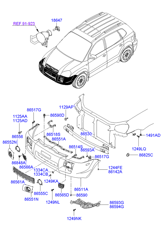 Бампер передний Hyundai Tucson 1 (2004-2010)