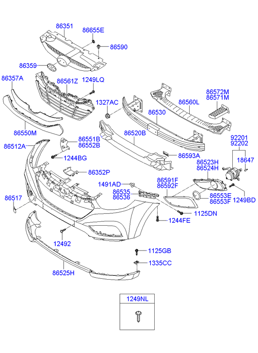 Юбка бампера переднего Hyundai ix35 (2009-2015)