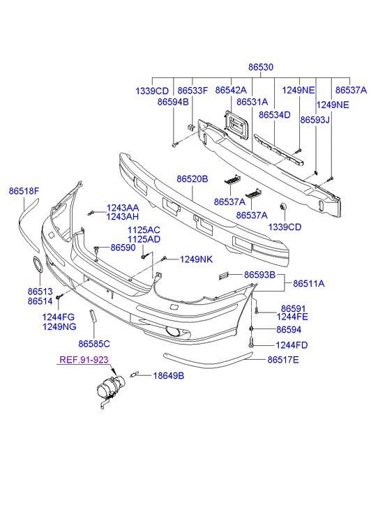 Бампер передний Hyundai Sonata 4 (2001-2012)