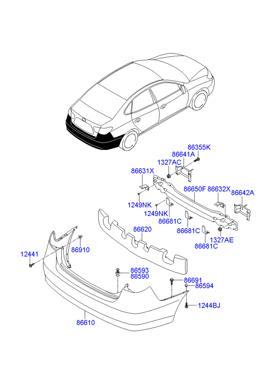 Бампер задний Hyundai Elantra 4 (2006-2010)