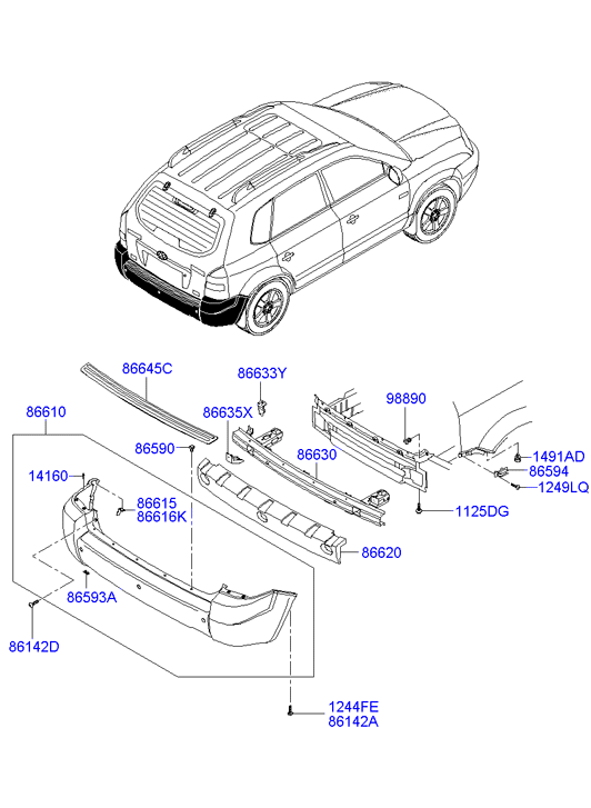 Абсорбер бампера заднего Hyundai Tucson 1 (2004-2010)