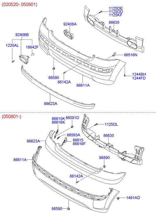 Усилитель бампера заднего Hyundai Getz (2002-2011)