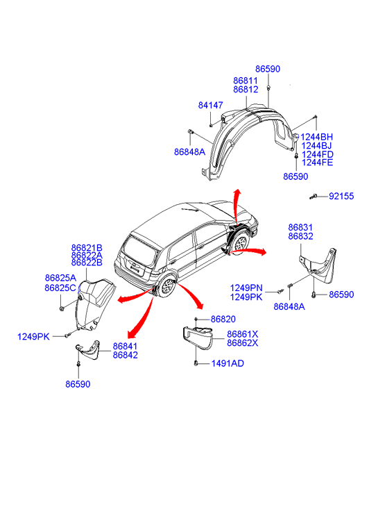 Подкрылок передний левый Hyundai Getz (2002-2011)