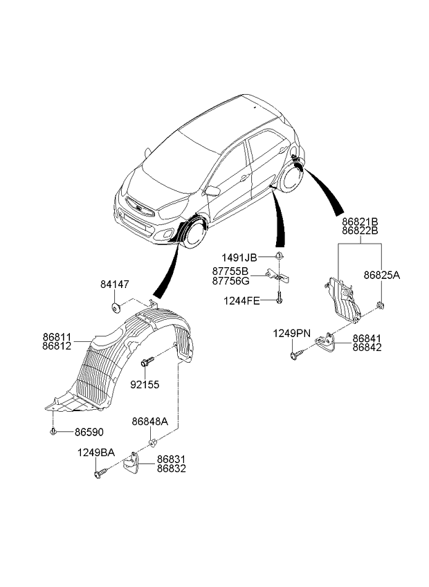 Подкрылок передний левый KIA Picanto 2 (2011-н.в.)