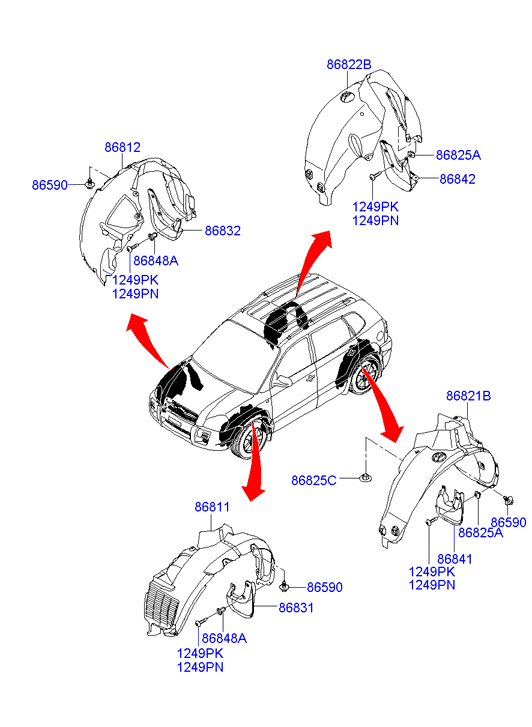 Подкрылок передний левый Hyundai Tucson 1 (2004-2010)